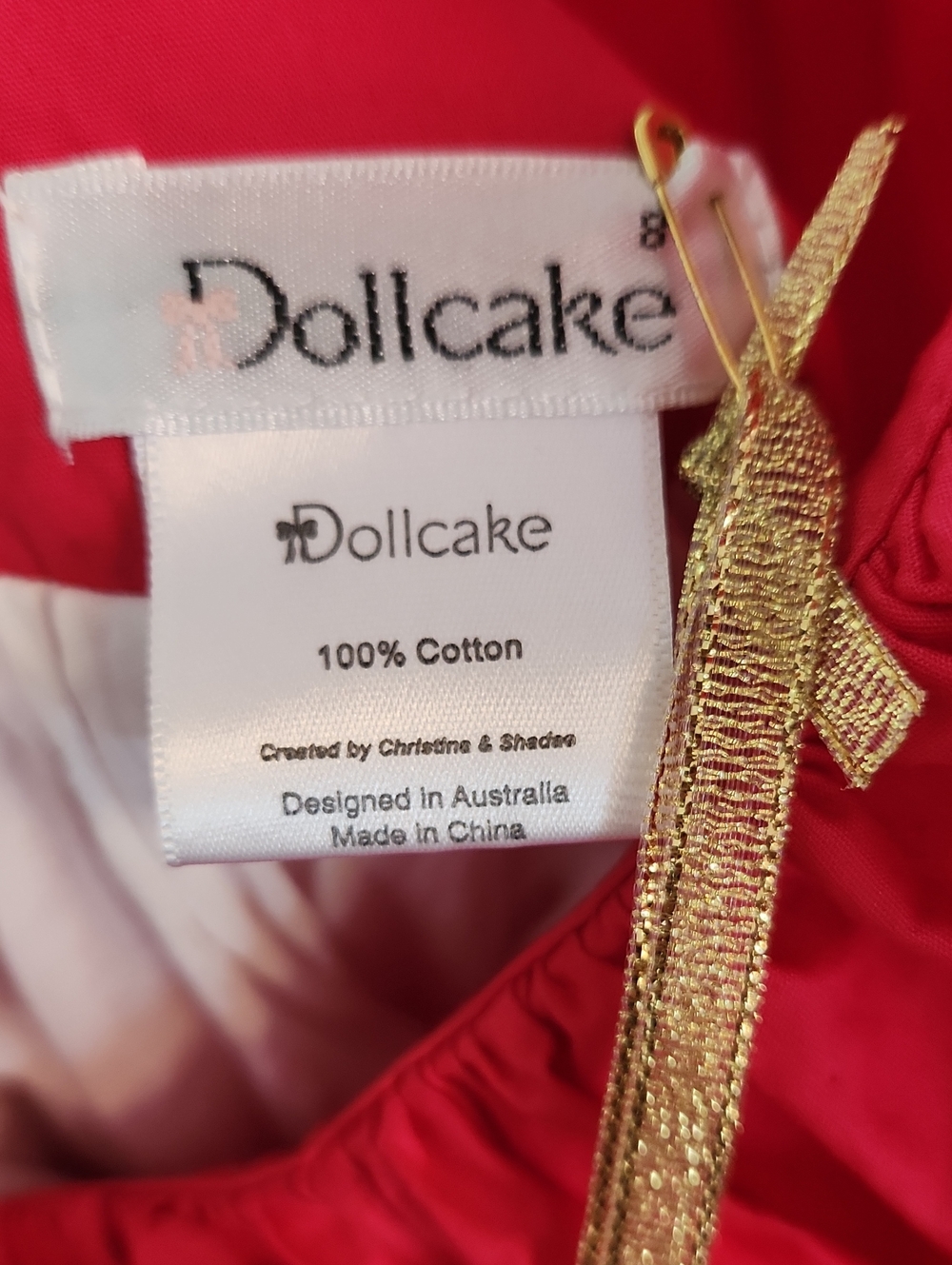 Dollcake New With Tags Raspberry Red Dress With Lace Ruffle Size 8 - Picture 8 of 11